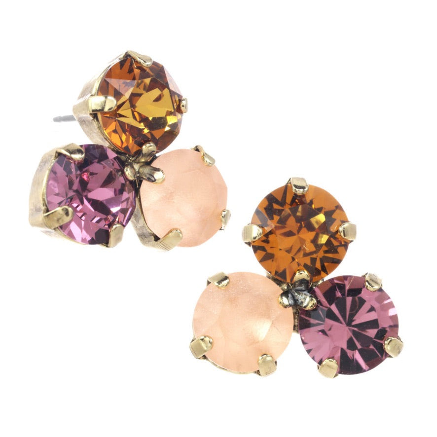 Ines Orange Earrings in Antique Gold