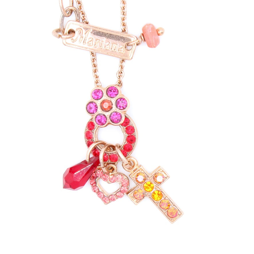 Hibiscus Collection Petite Cross Pendant in Rose Gold - MaryTyke's