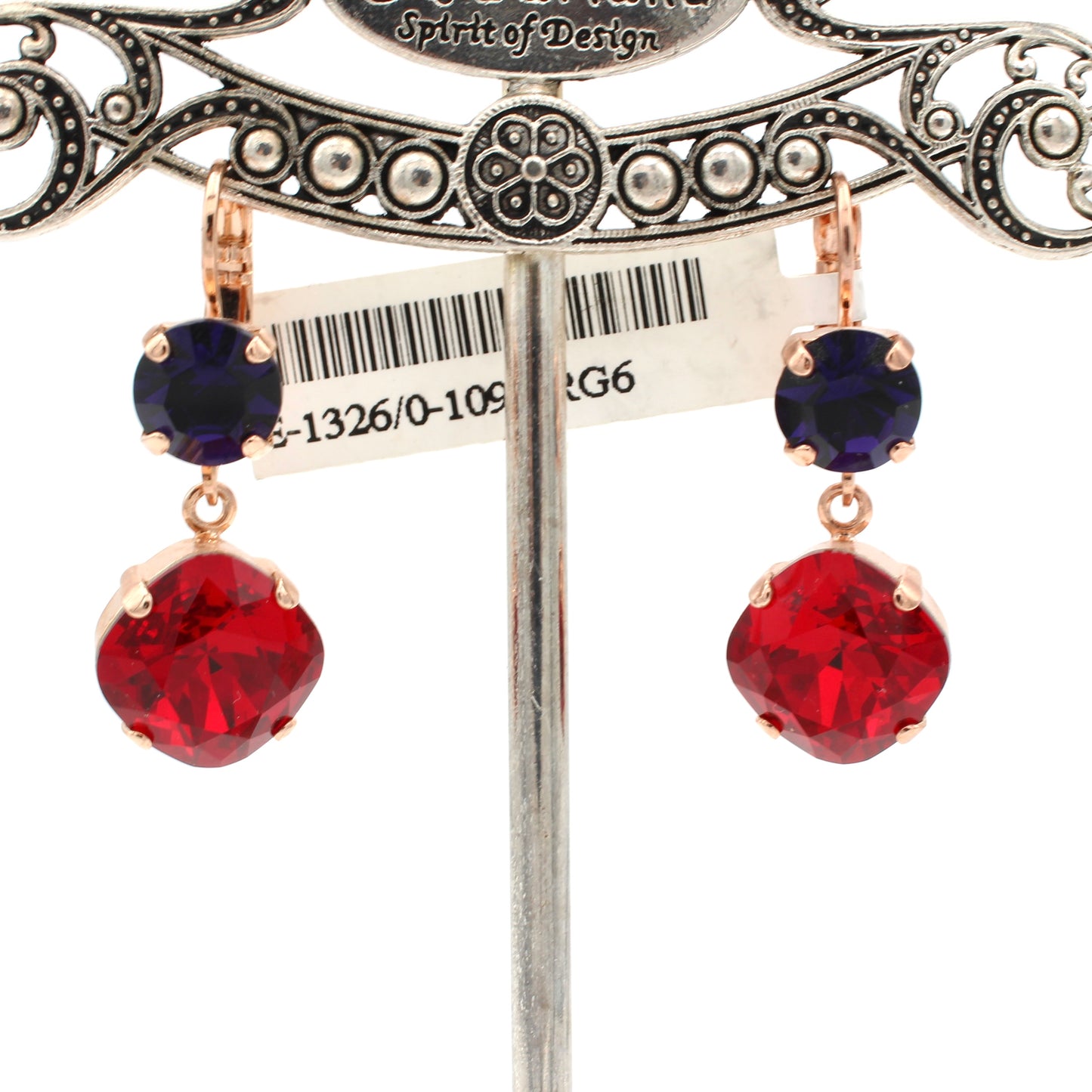 Xenia Collection 12MM Square Double Crystal Earrings in Rose Gold