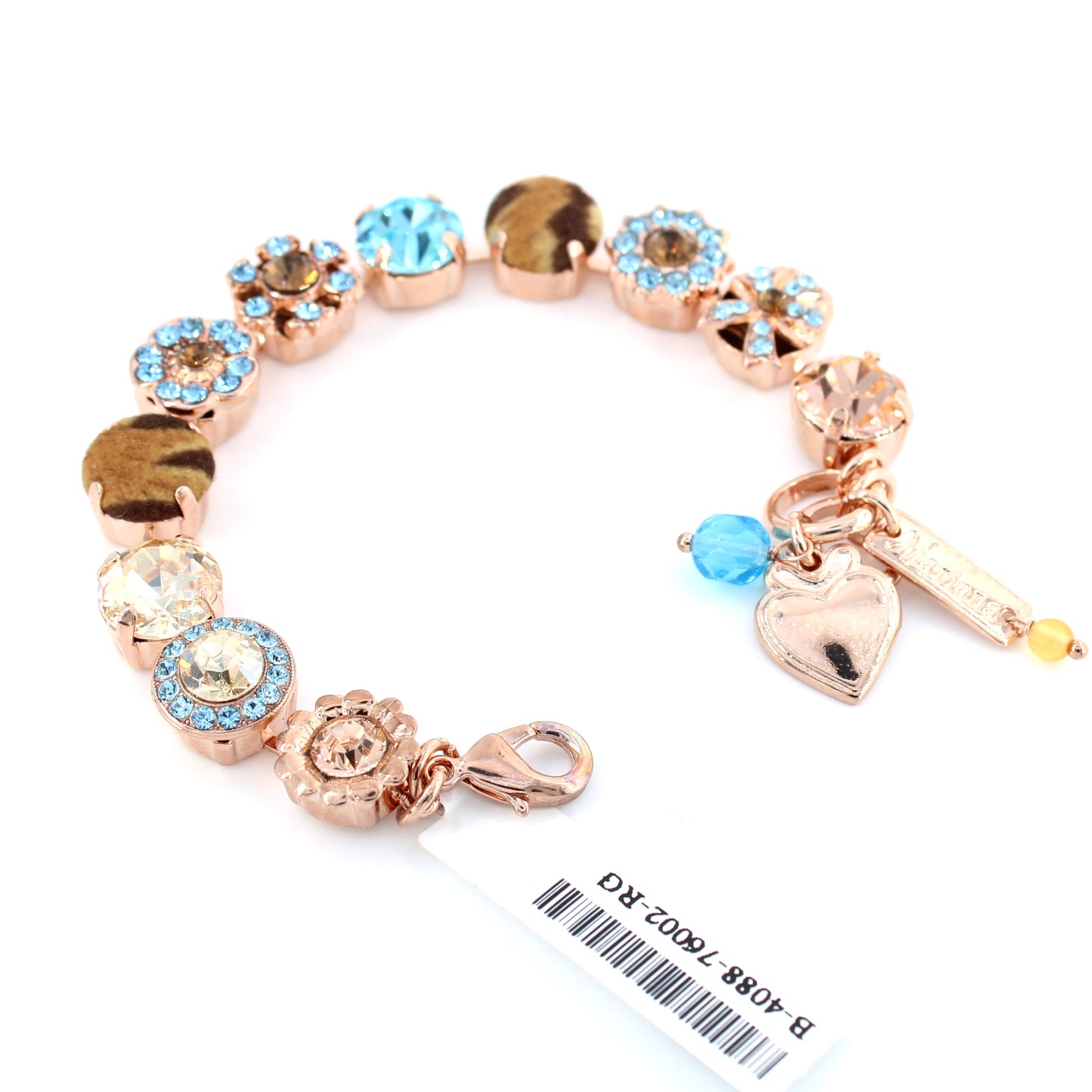 First Toast Fabric and Crystal 11MM Bow Bracelet in Rose Gold