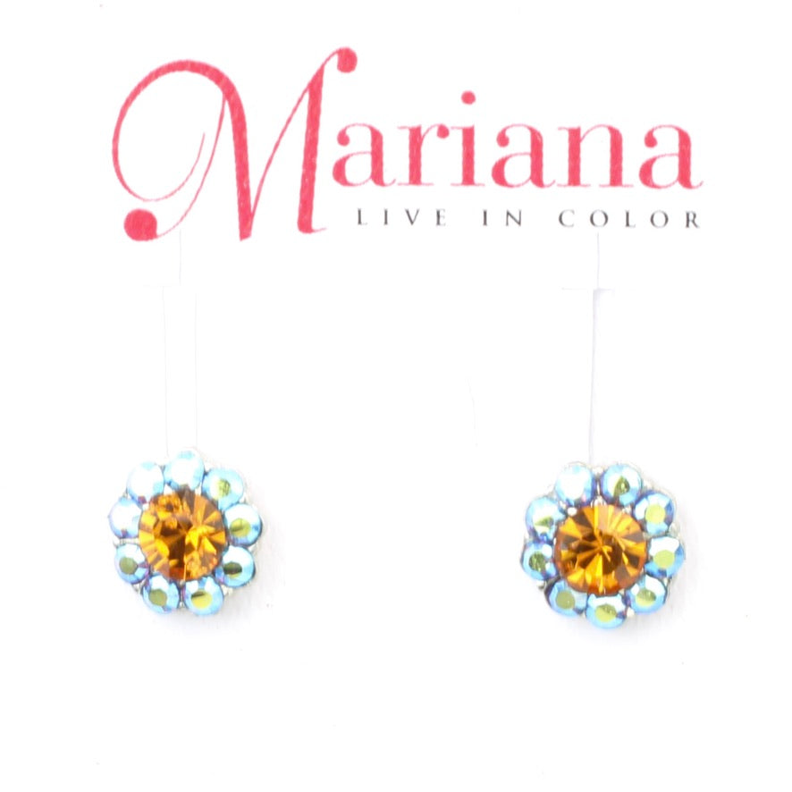 Sun and Sapphire AB Post Flower Earrings **Stud** - MaryTyke's