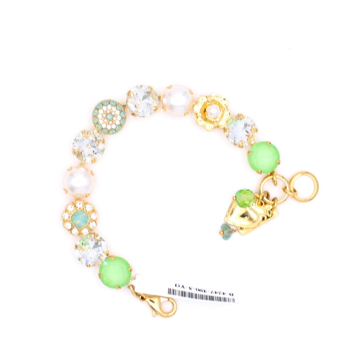 Malibu Mint Collection Large Pave' and Rosette Bracelet in Gold