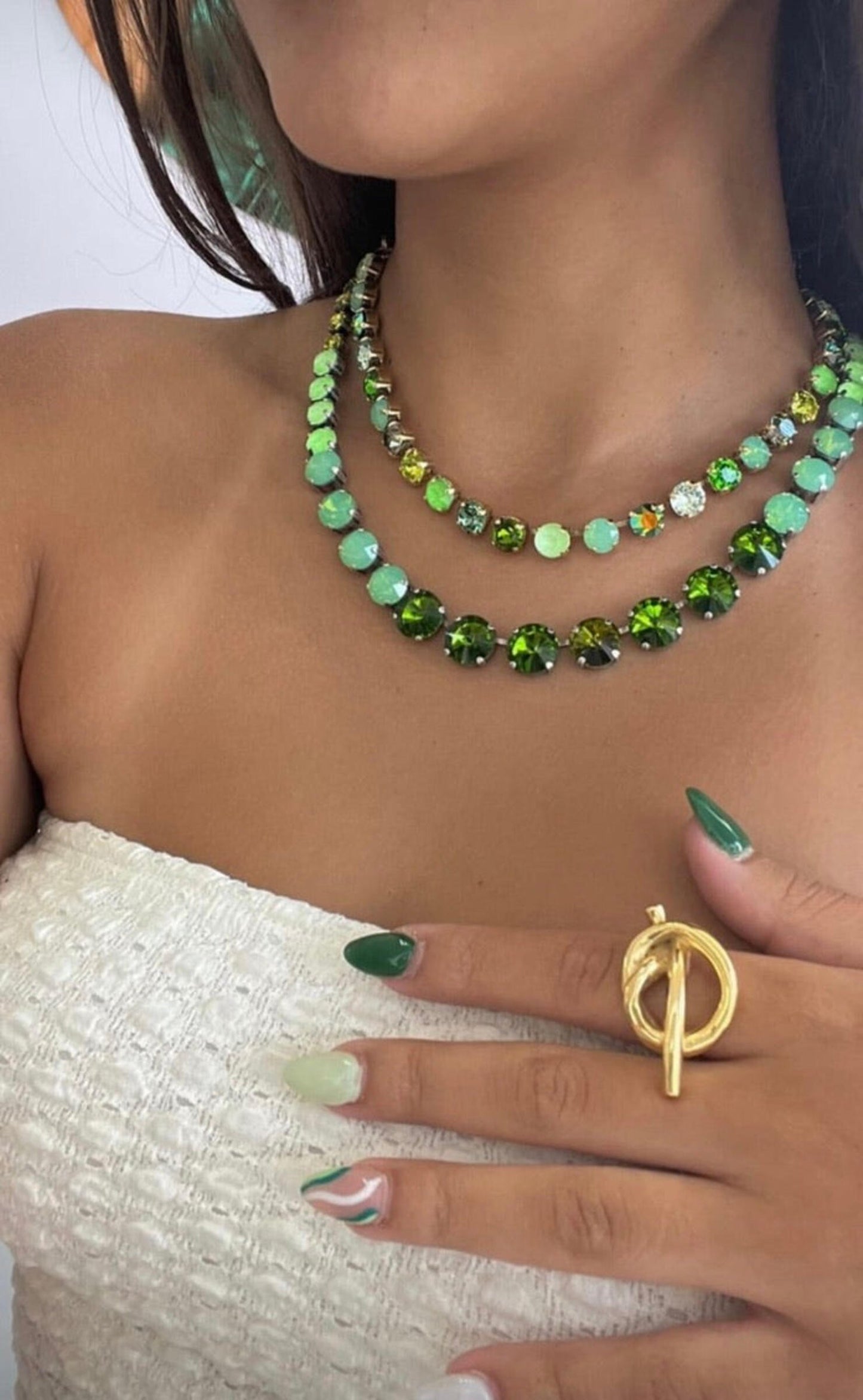 Ima Green Necklace in Antique Silver POP