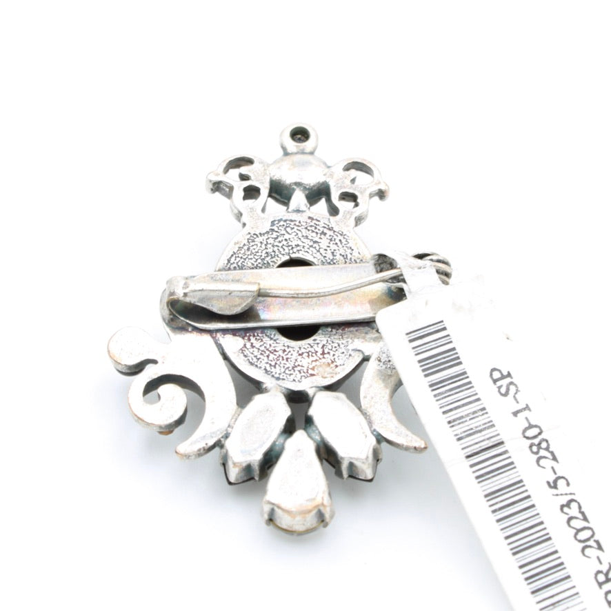 Checkmate Brooch in Antique Silver