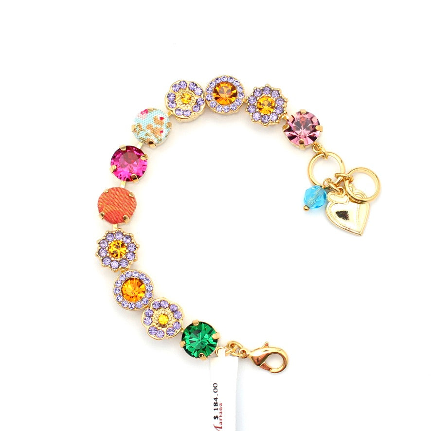 Festival Collection Large Fabric and Crystal Rosette Bracelet in Gold