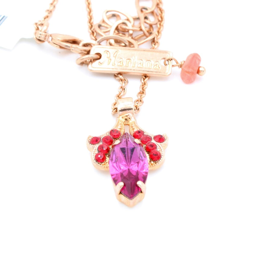 Hibiscus Collection Marquise Pendant Necklace in Rose Gold - MaryTyke's