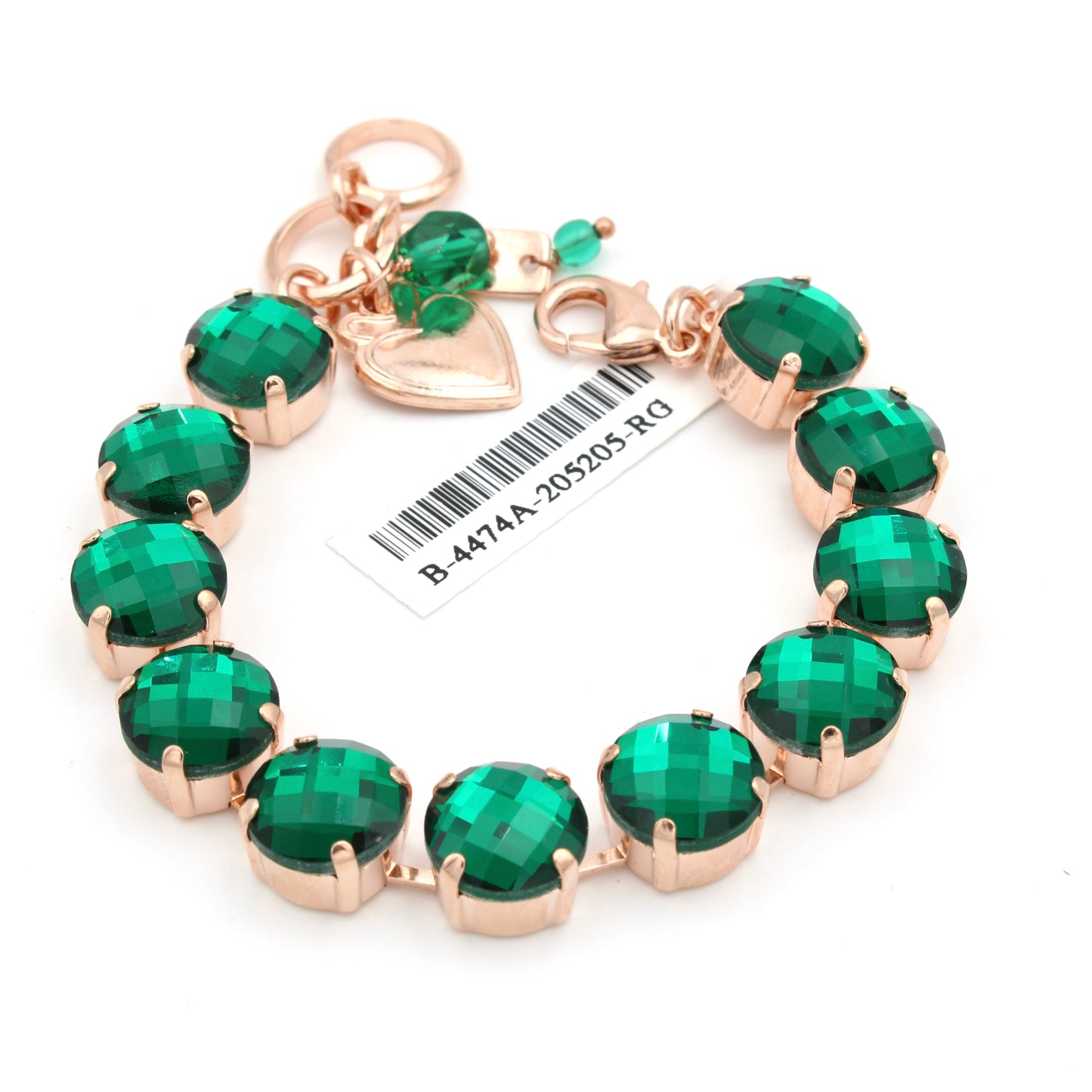 Emerald Checkerboard Cut Lovable Bracelet in Rose Gold