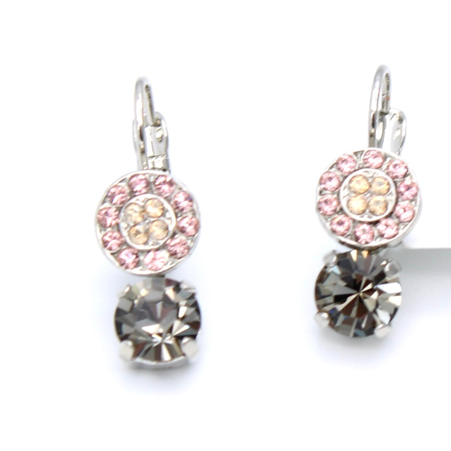 Champagne Kisses Pave and Round Earrings in Rhodium