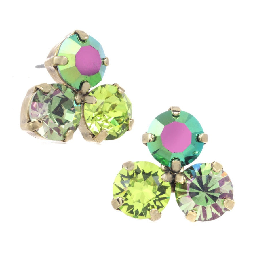 Ines Green Earrings in Antique Gold