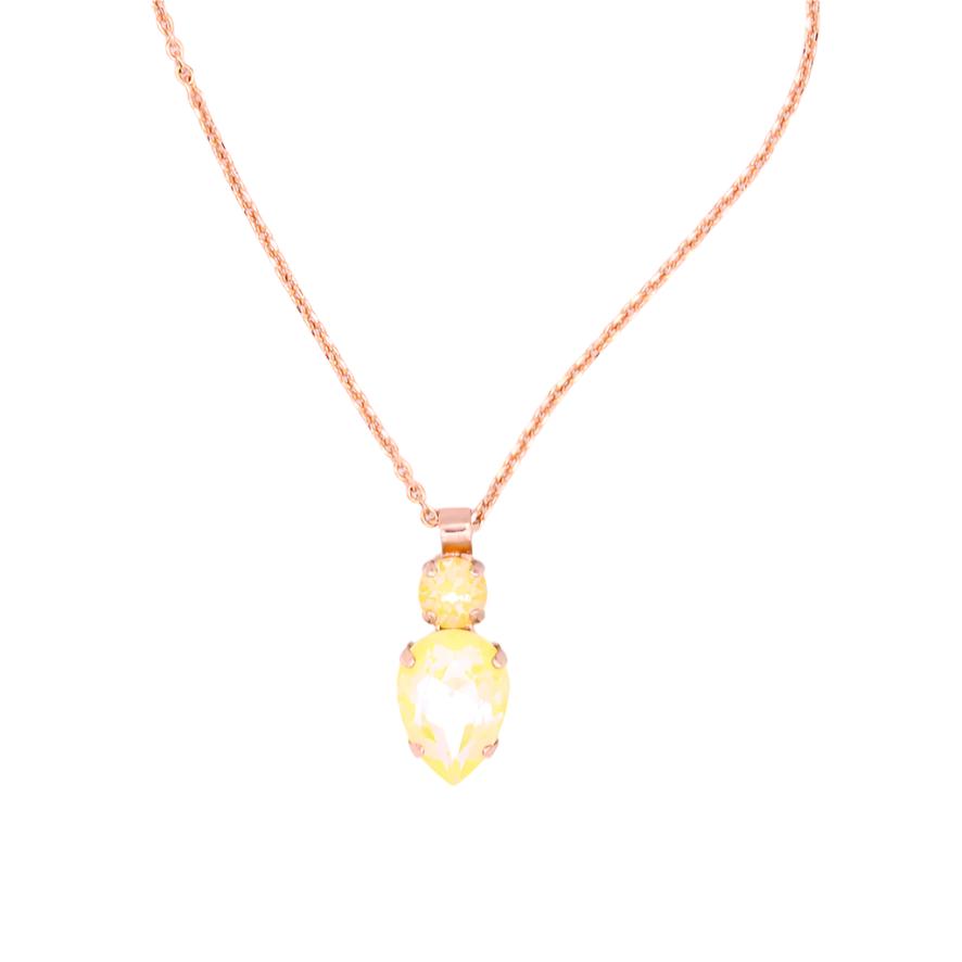 Yellow Sunkissed Pear Pendant Necklace in Rose Gold