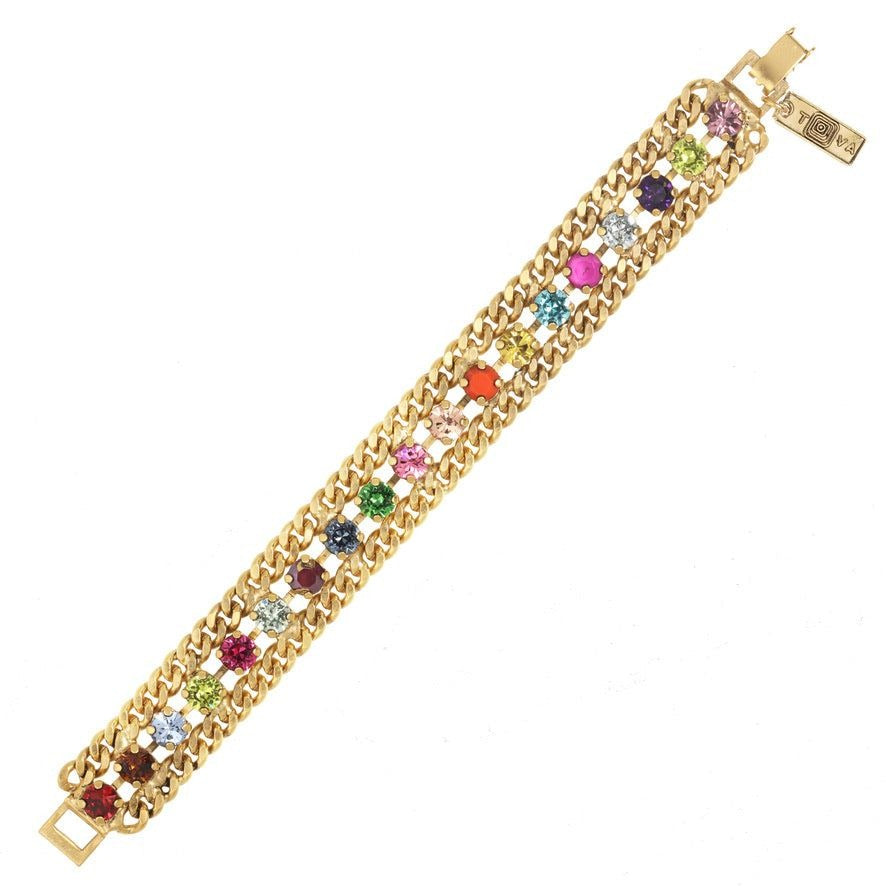 Maeve Multi Pink Bracelet in Matte Gold