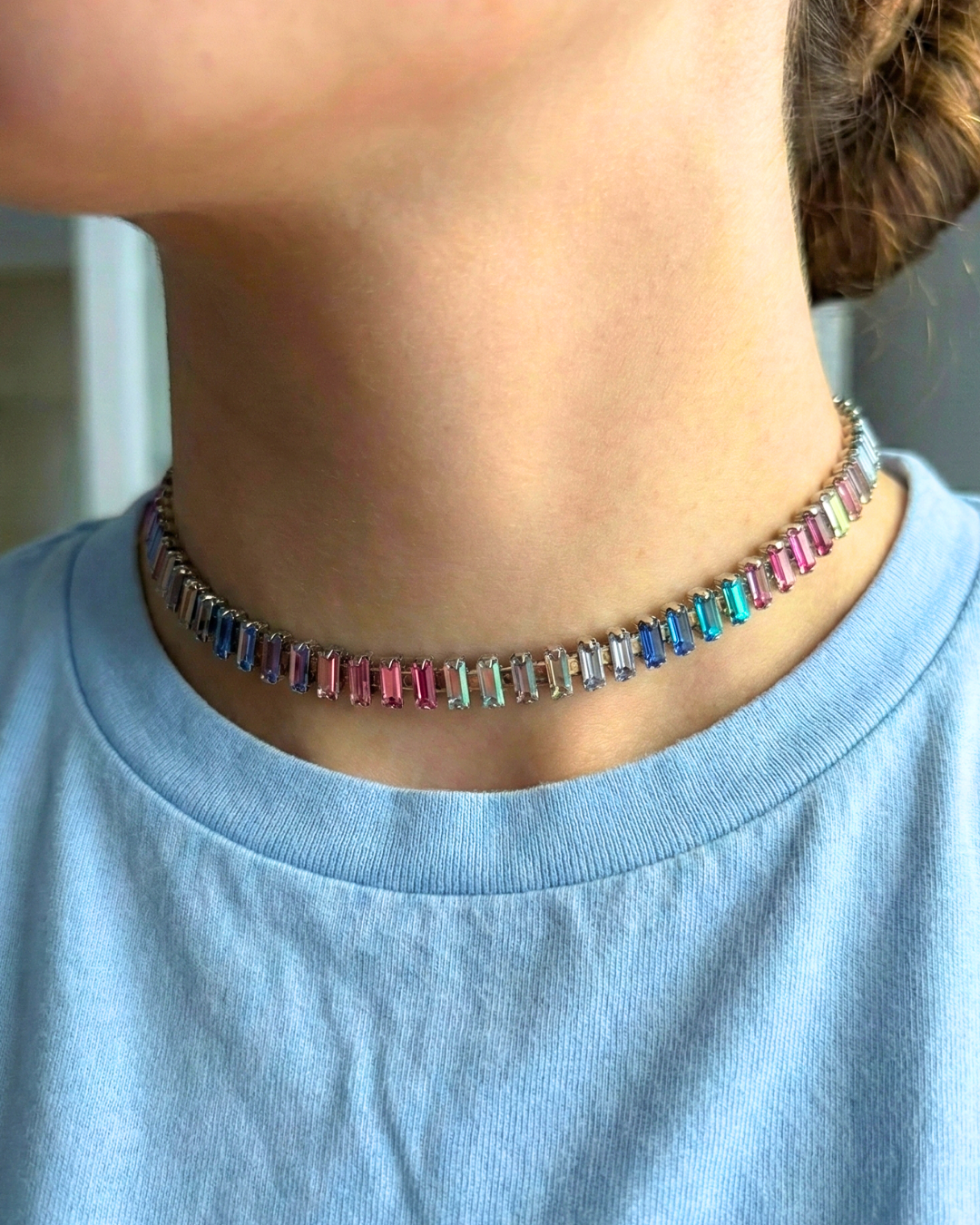 Bianca Choker Tennis Necklace in Peony Breeze