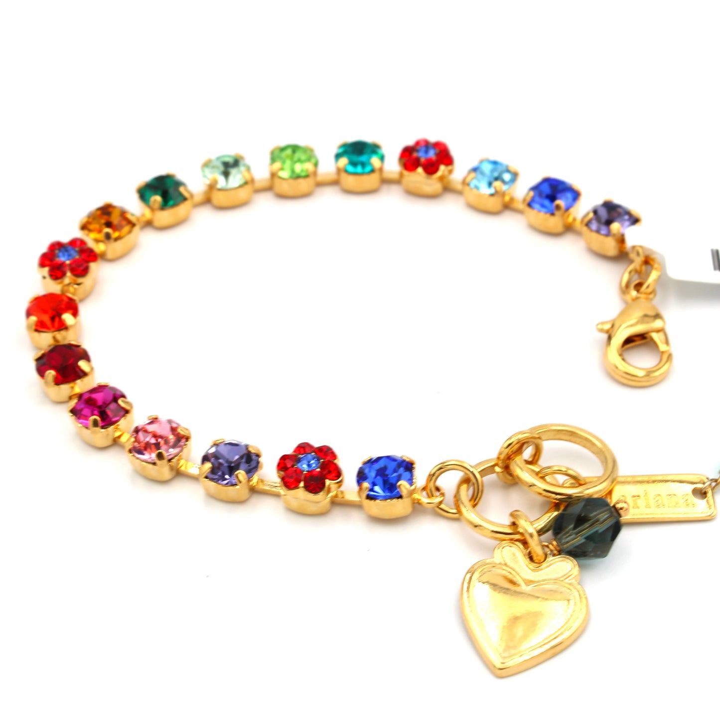 Multi Color Petite Rosette Bracelet in Gold