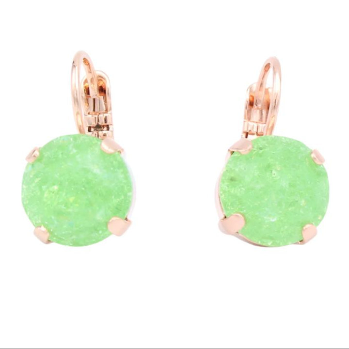 Peridot Ice 10MM Round Earrings In Rose Gold