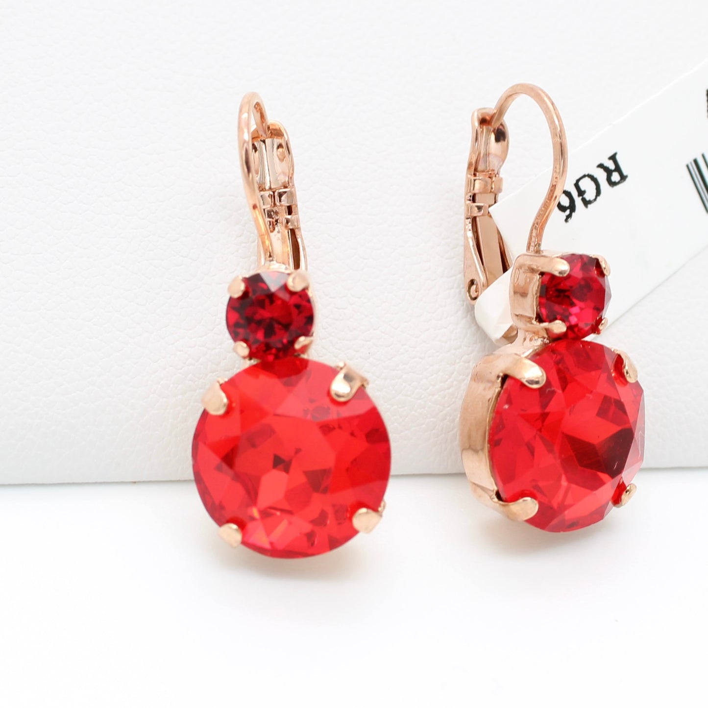 Light Siam Large Double Stone Earrings in Rose Gold