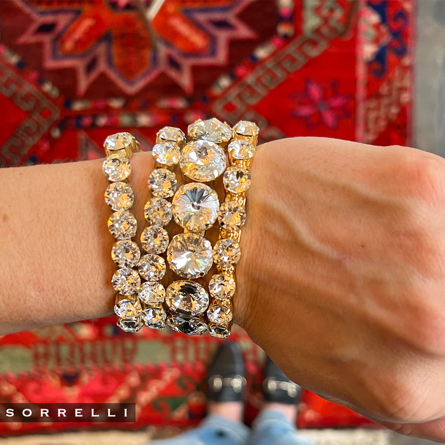 Riveting Romance Gold Cuff in Clear Crystal