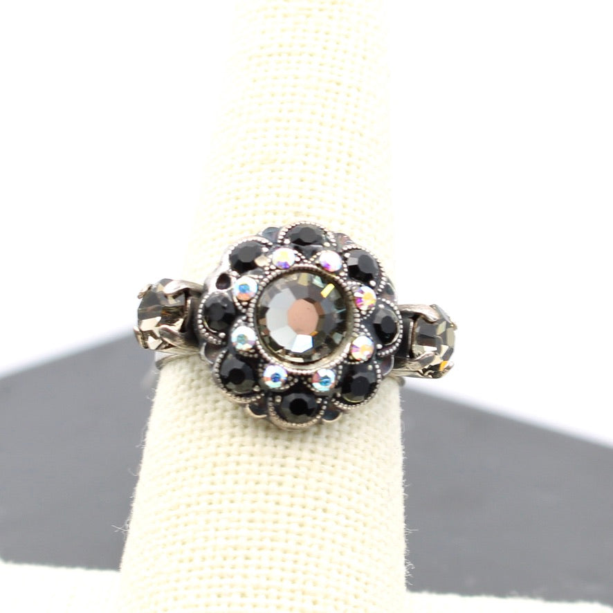 Obsidian Shores Cluster Ring in Silver