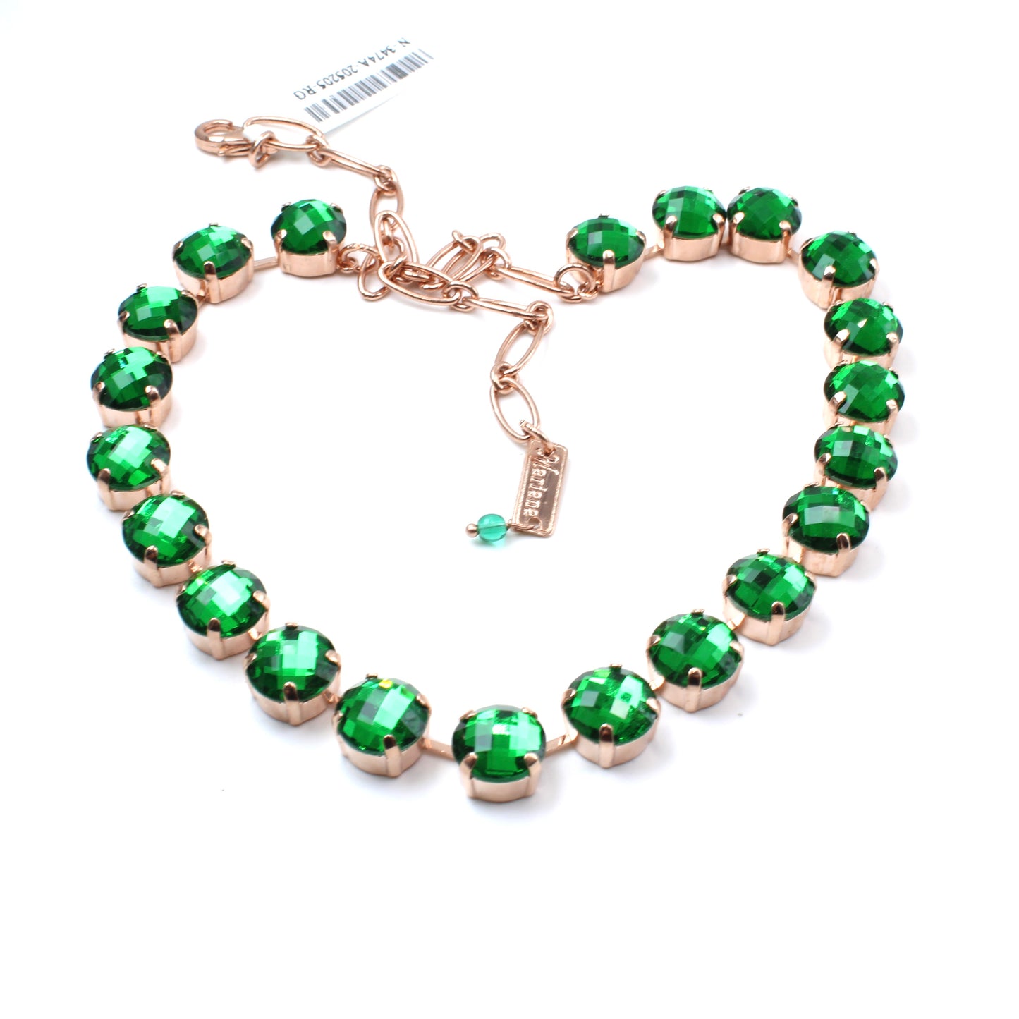 Emerald Green Large Round Faceted Necklace in Rose Gold - MaryTyke's