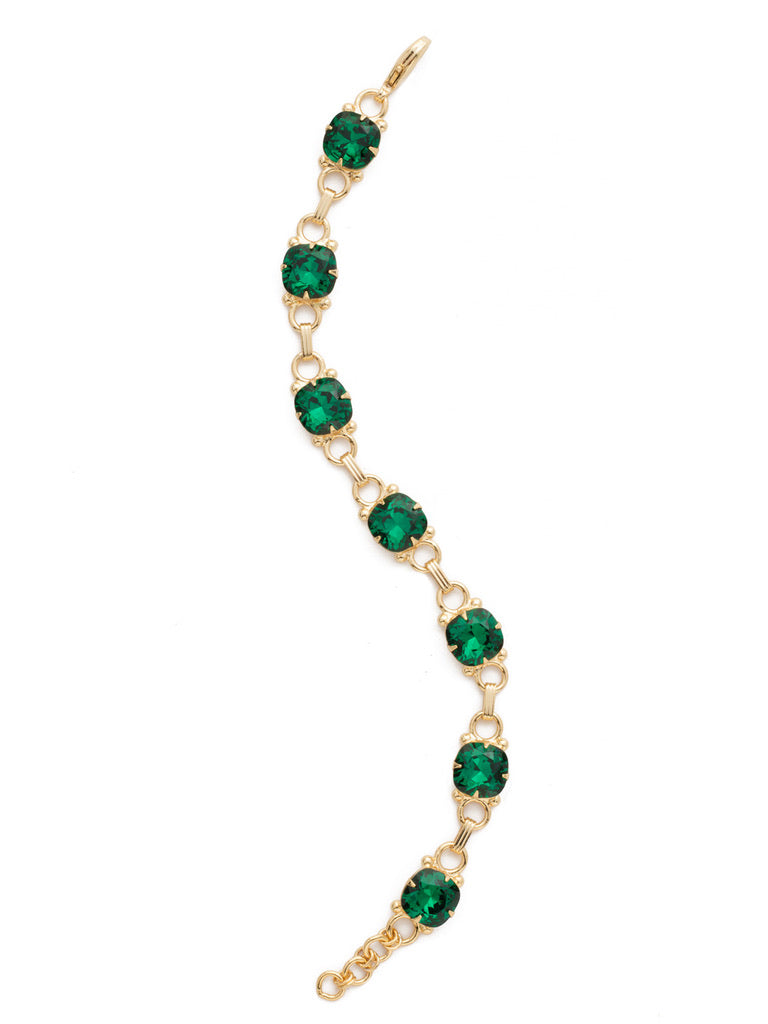 Emerald Eyelet Line Tennis Bracelet in Bright Gold by Sorrelli