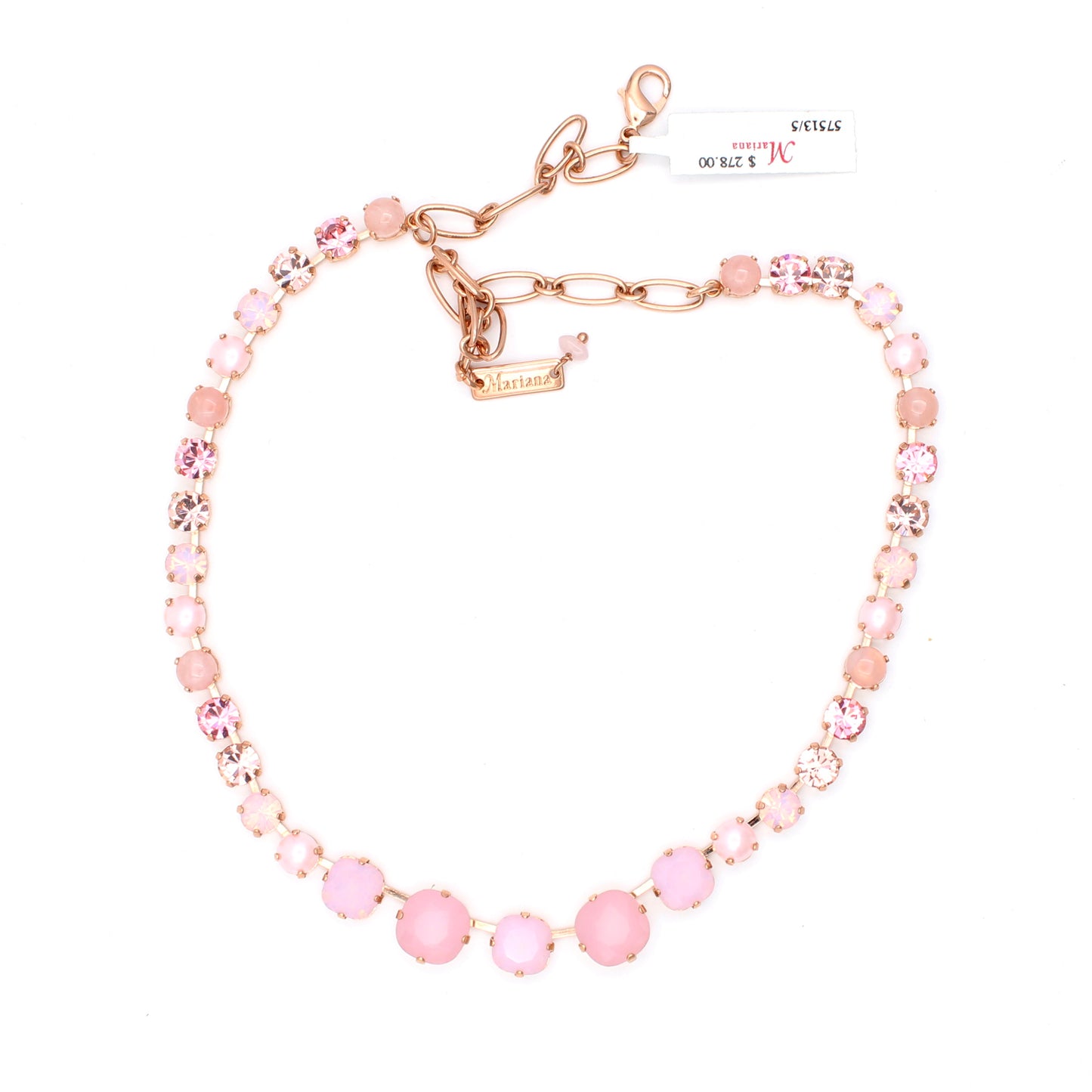 Love Collection Graduated Cushion Cut Necklace in Rose Gold