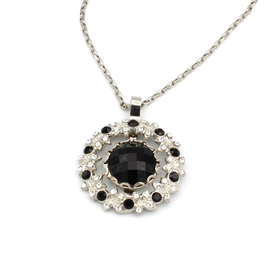 Checkmate Long Round Pendant Necklace