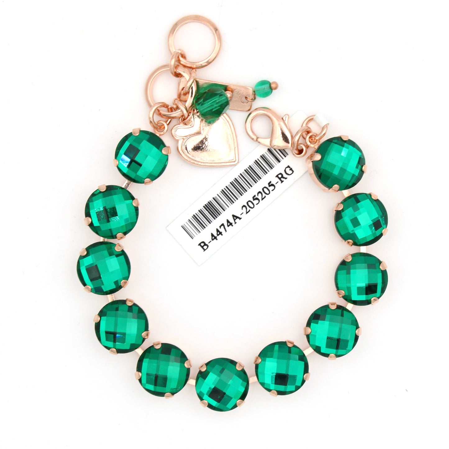Emerald Checkerboard Cut Lovable Bracelet in Rose Gold