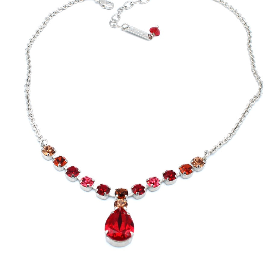 Bonfire Pear and Round Crystal Necklace