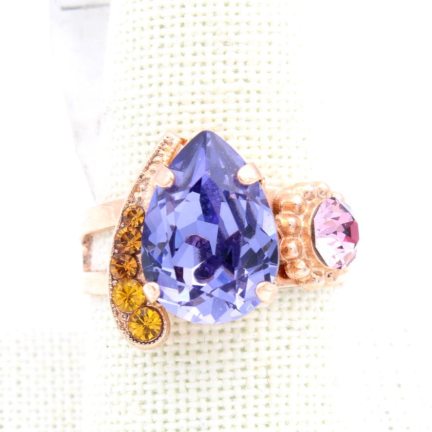 Audrey Collection Pear and Round Accent Ring in Rose Gold - MaryTyke's