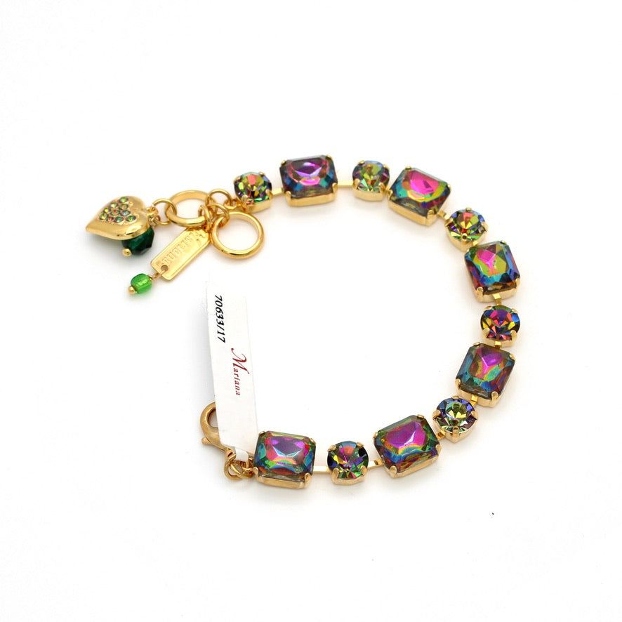 Vitrail Medium Emerald Cut and Round Bracelet in Gold