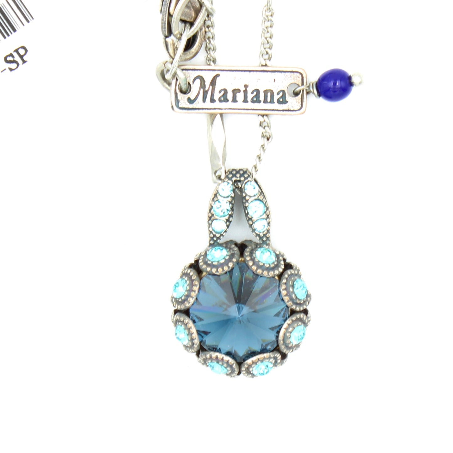 Frost Collection Large Embellished Rivoli Pendant in Antique Silver - MaryTyke's