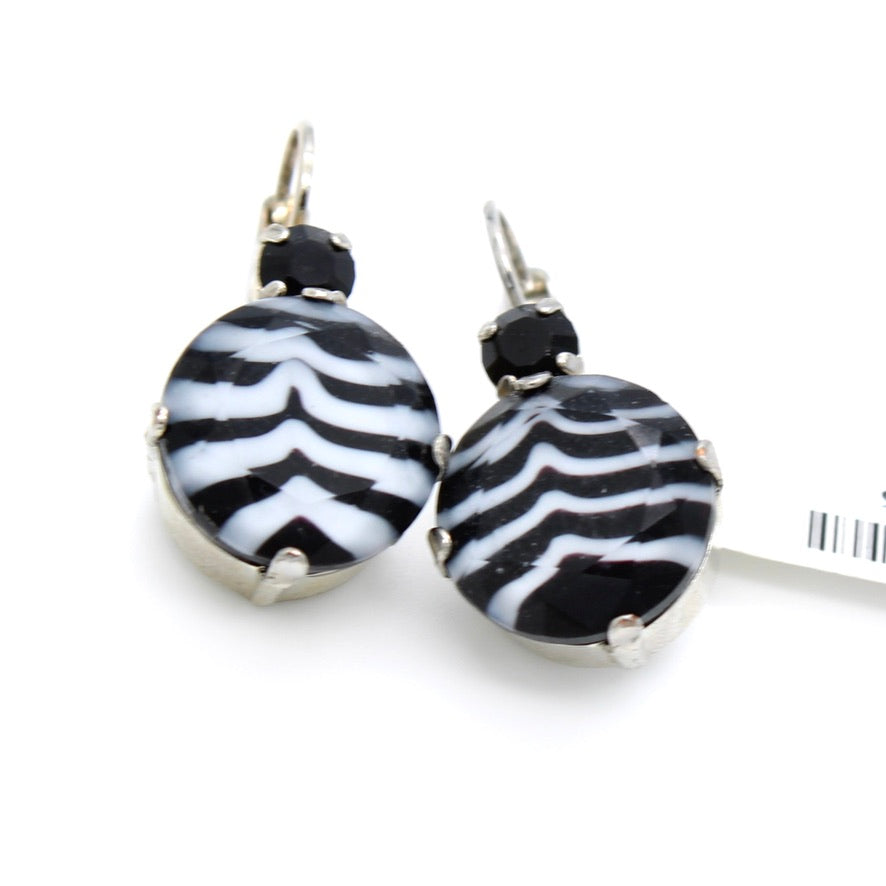 Black and White Chevron Leverback Earrings