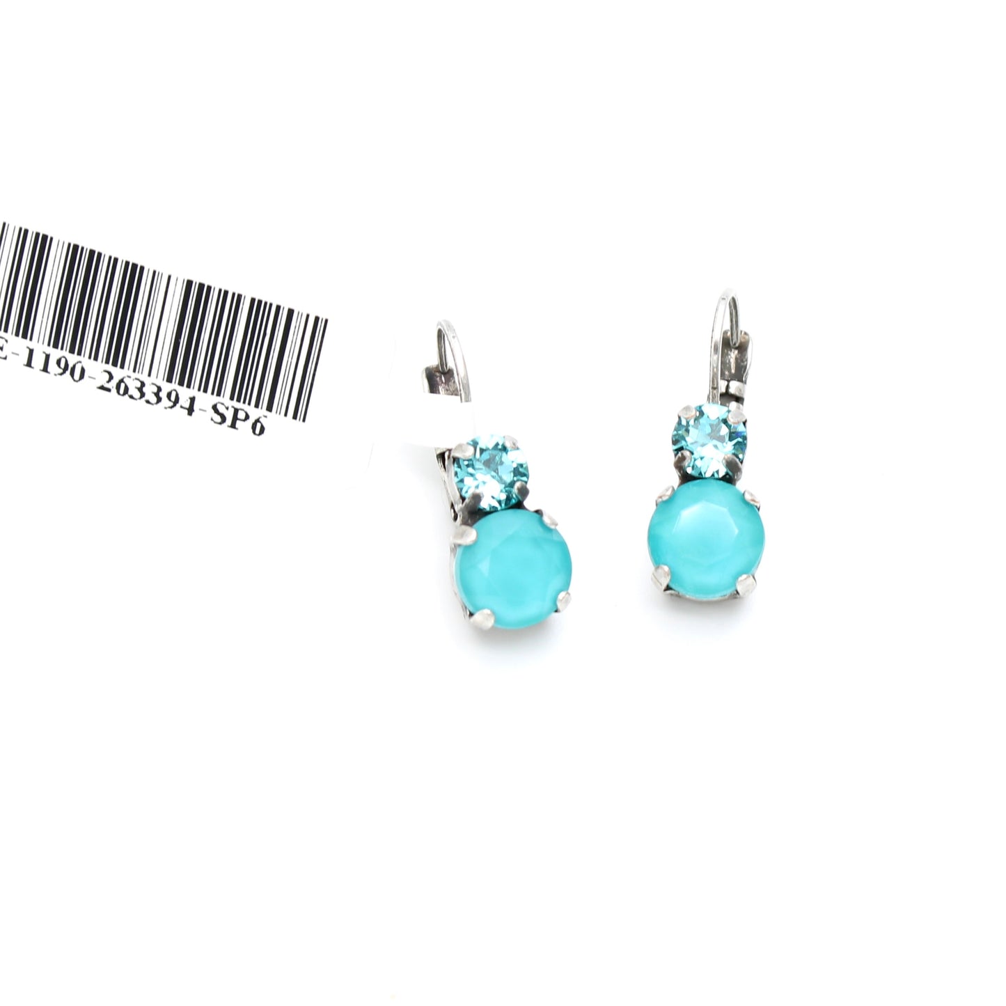 Crystal Blue Medium Double Stone Earrings by Mariana