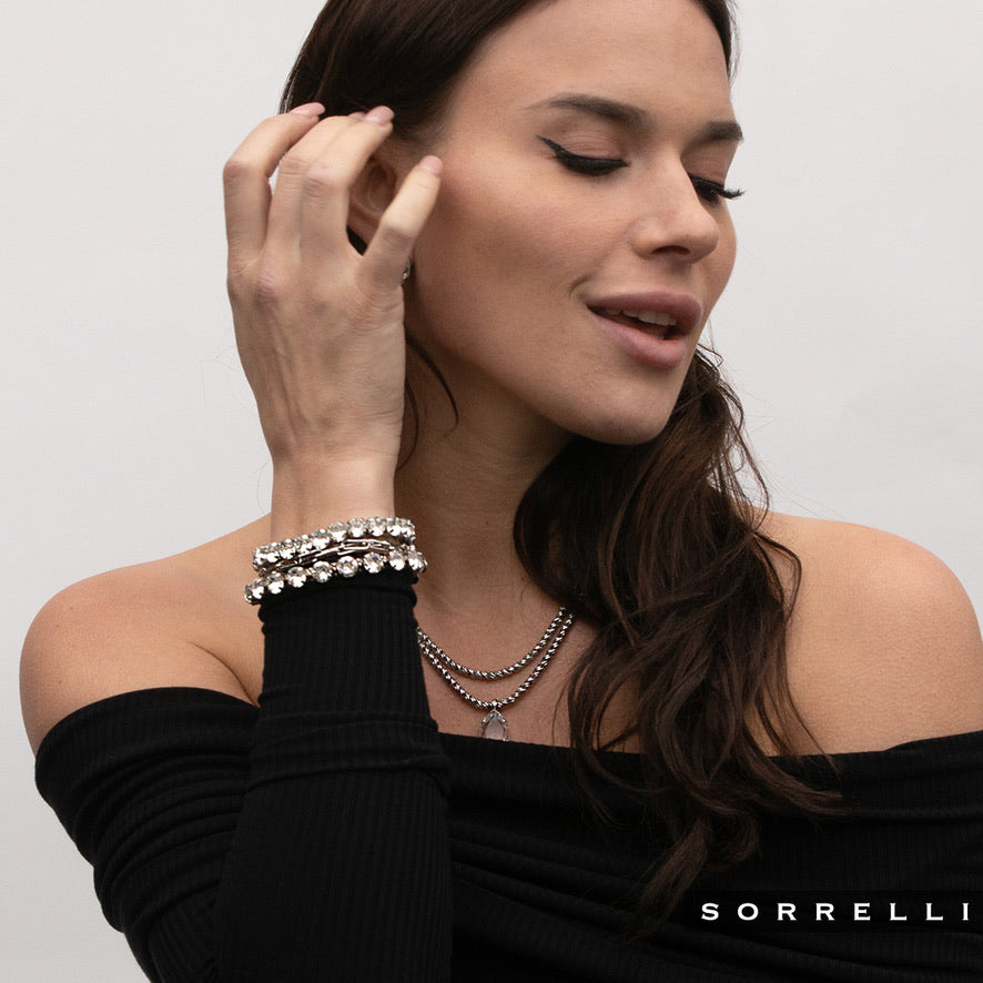 Riveting Romance Palladium Cuff in Clear Crystal