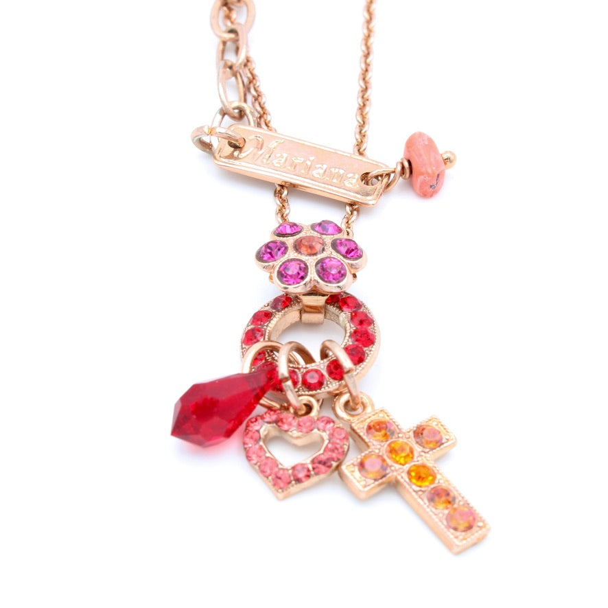 Hibiscus Collection Petite Cross Pendant in Rose Gold - MaryTyke's