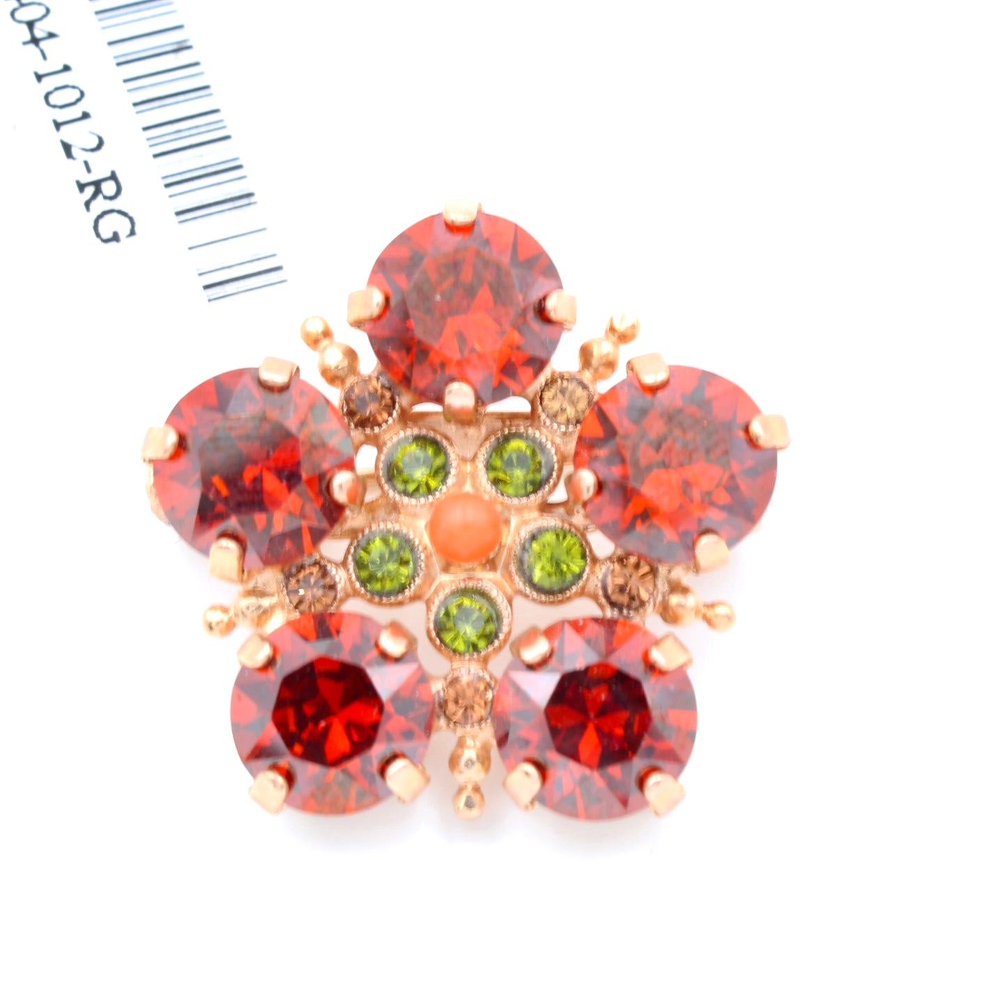 Red Round Flower Brooch in Rose Gold - MaryTyke's