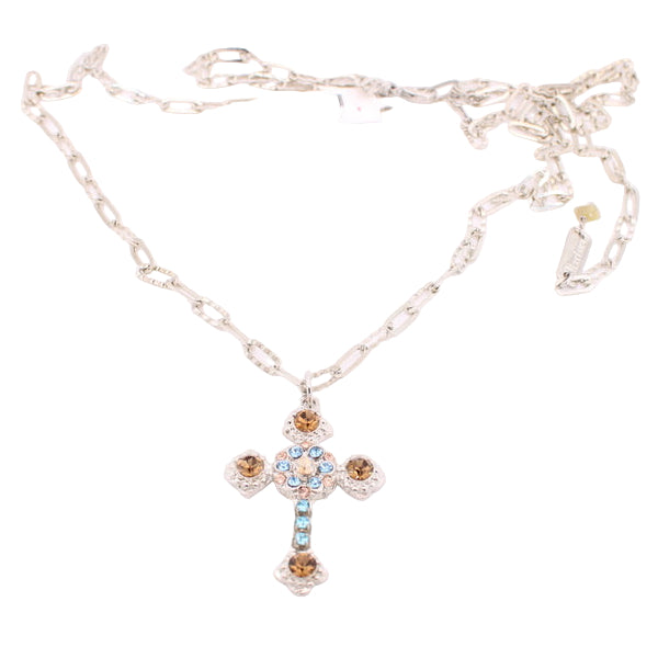 Necklace with a cross pendant on a white background
