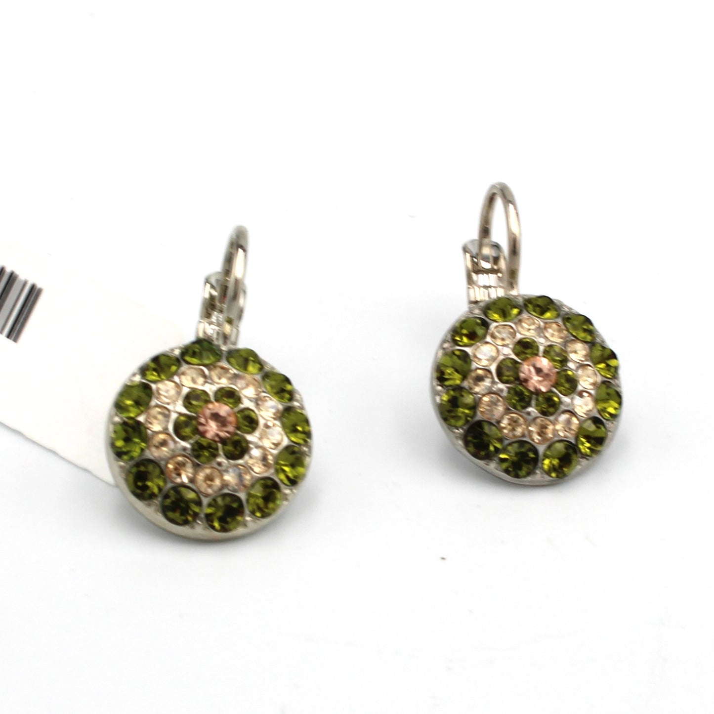 Olive Garnish Pavé Earrings in Rhodium
