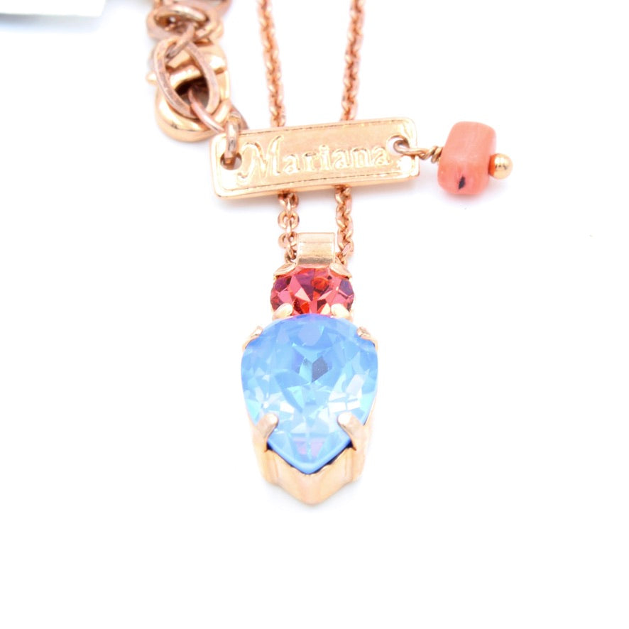Bird of Paradise Collection Pear Pendant Necklace in Rose Gold - MaryTyke's