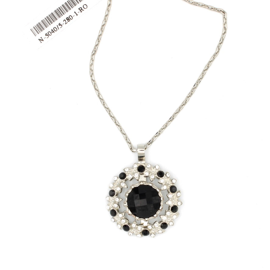 Checkmate Long Round Pendant Necklace