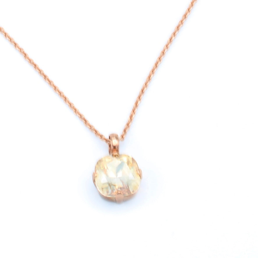 Golden Shadow 12MM Cushion Cut Pendant Necklace in Rose Gold