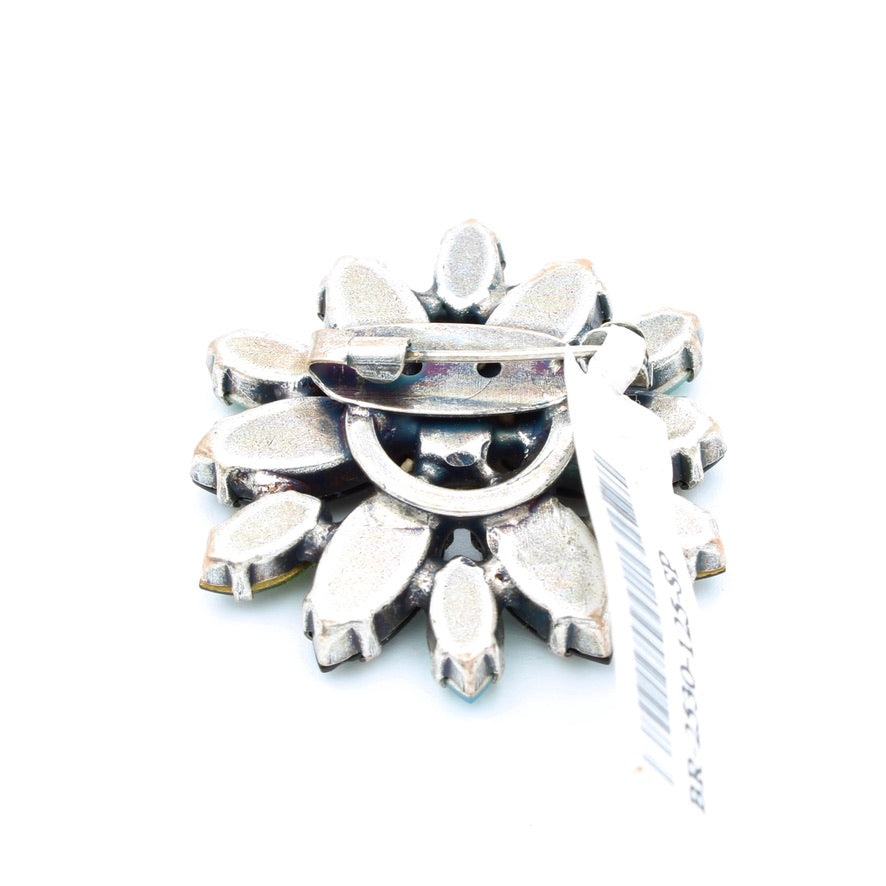 Cannoli Large Marquise Brooch in Antique Silver - MaryTyke's