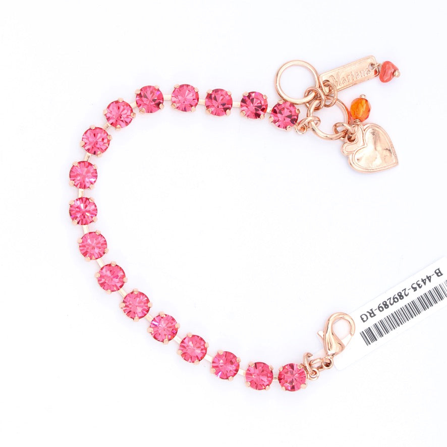 Indian Pink 7MM Crystal Bracelet in Rose Gold