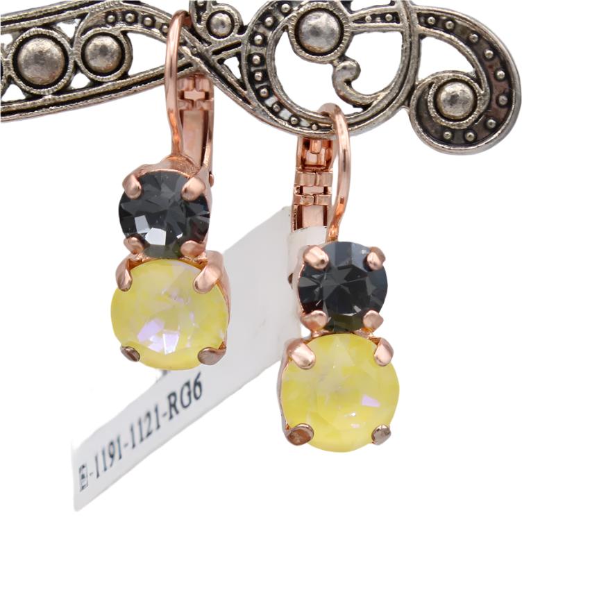 Painted Lady Medium Double Stone Earrings in Rose Gold by Mariana