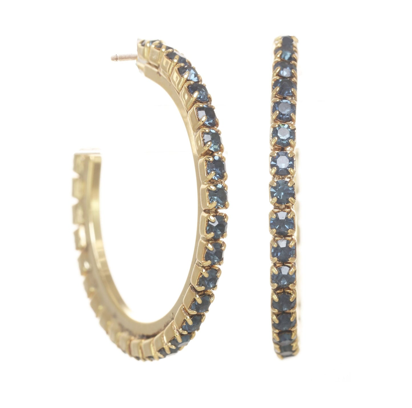 Slim Hoop Earrings in Indian Sapphire