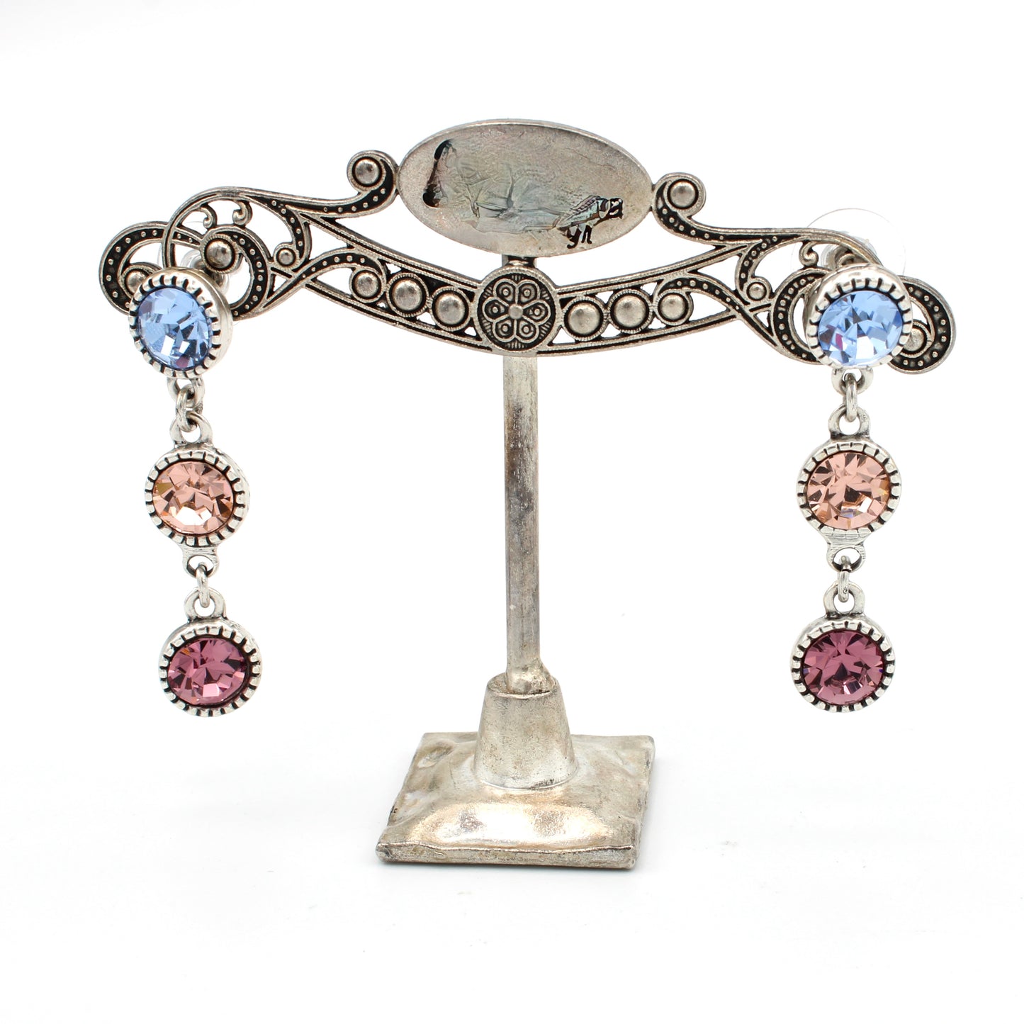 Round Multi Color Crystal Post Earrings by LaHola