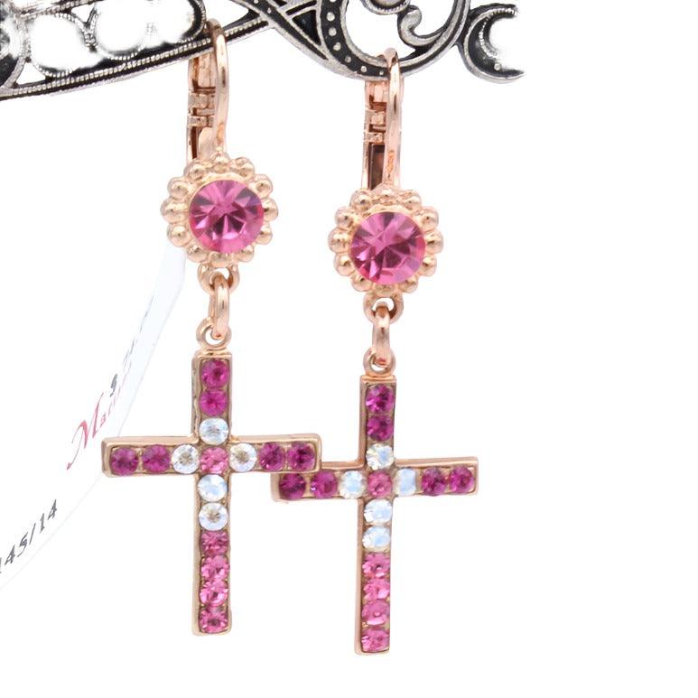 Bougainvillea Collection Cross Earrings in Rose Gold - MaryTyke's