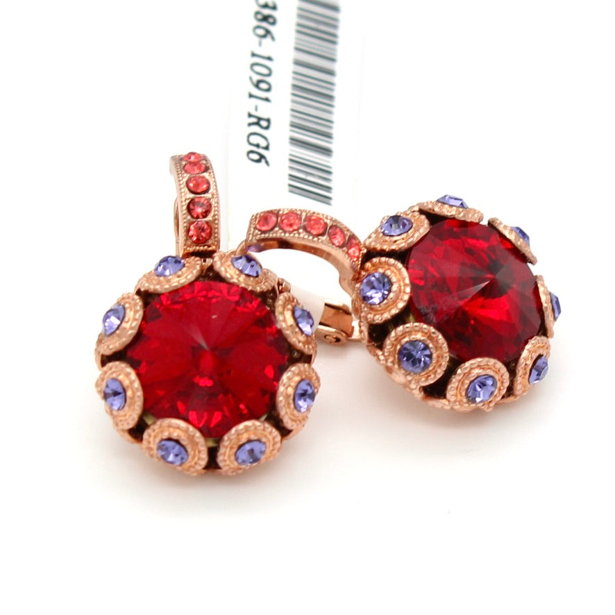 Xenia Collection Large Embellished Rivoli Earrings in Rose Gold