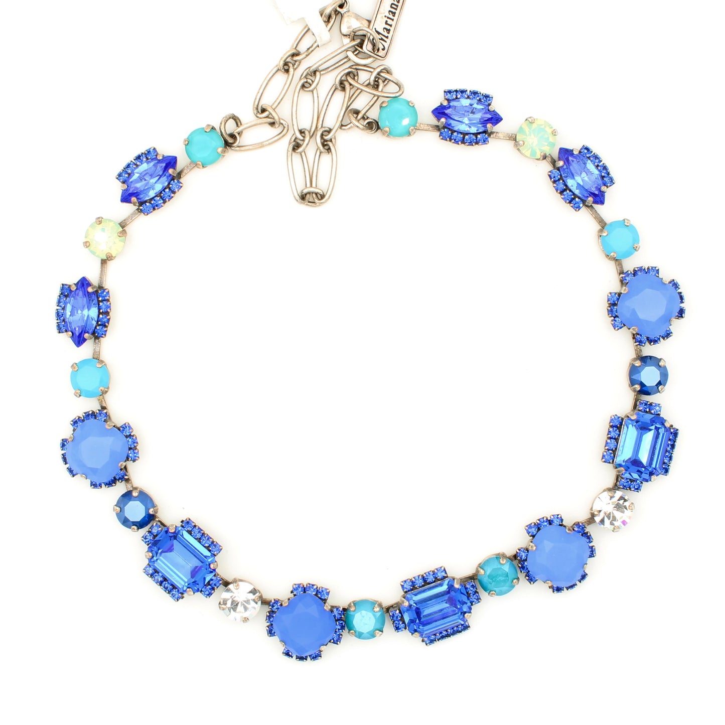 Zhang Collection Large Multi Stone Necklace in Silver - MaryTyke's