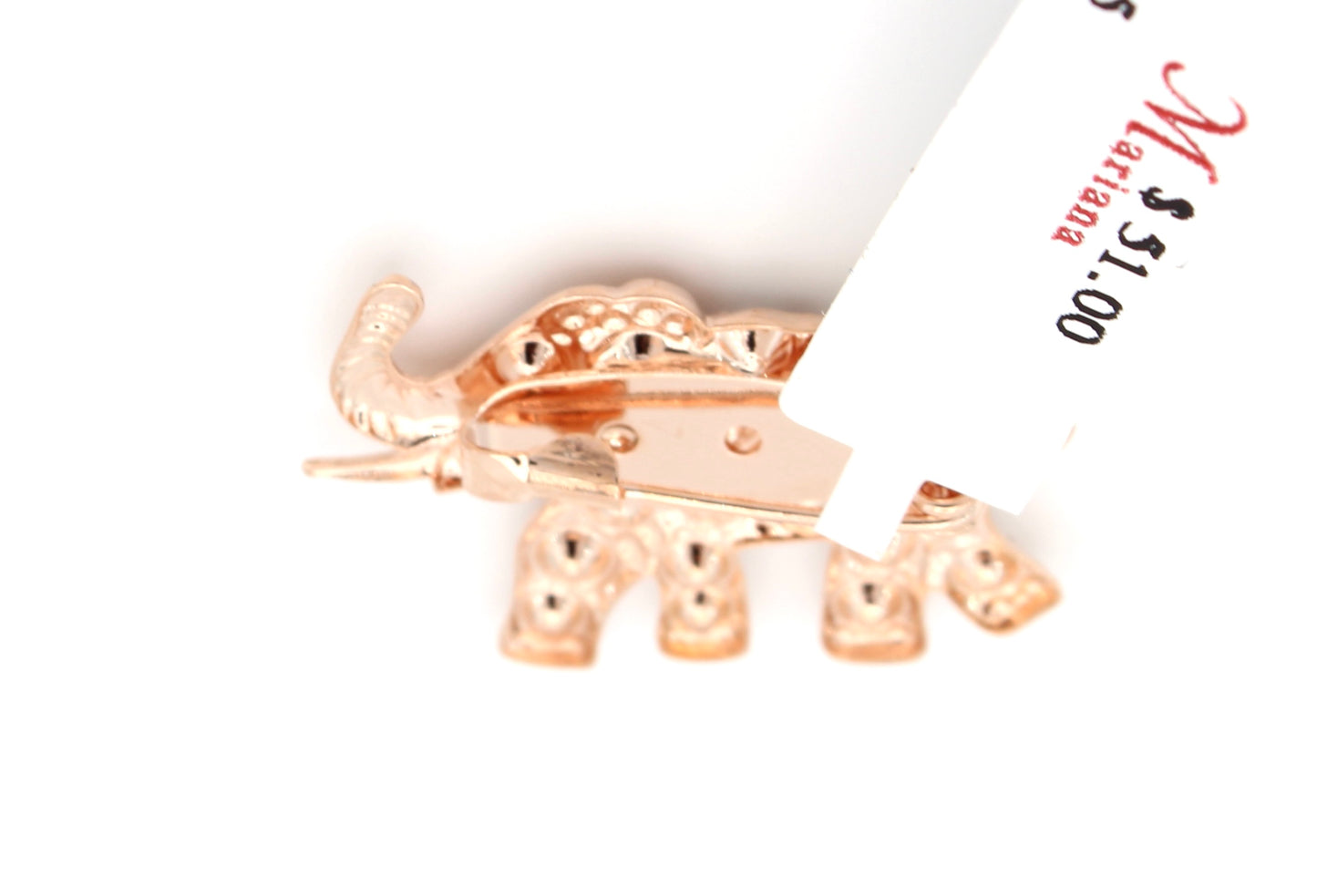 Sparkly Elephant Brooch in Rose Gold