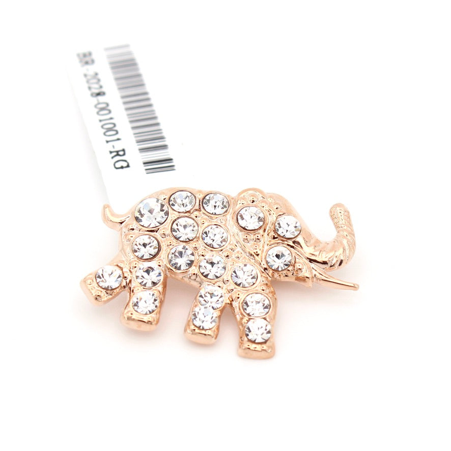 Sparkly Elephant Brooch in Rose Gold
